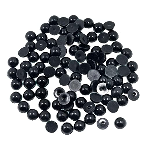 harayaa Schwarze Halbperlen mit flacher Rückseite für kreative DIY-Projekte, 10mm 100pcs von harayaa