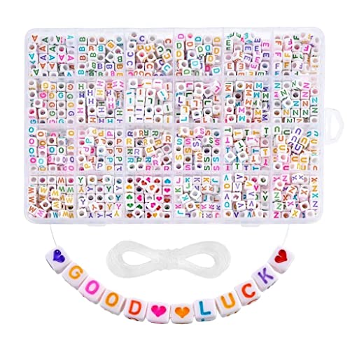 harayaa Set Of 1200 6mm Square Acrylic alphabet and letters Beads DIY Making Supplies, Farbwort von harayaa