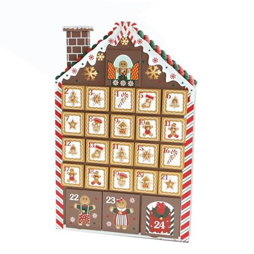 harayaa Weihnachten Holz Advent Kalender Lebkuchen Schubladen Desktop Ornament für Schlafzimmer von harayaa