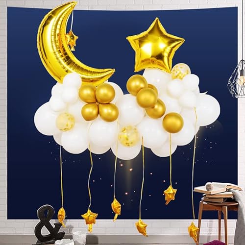 Ballonbogen-Kit, Weißgold-Ballon-Girlande mit metallischem Gold-Konfetti-Latex-Luftballons, Mondstern-Folienballon-Set für Hochzeit, Geburtstagsfeier, Babyparty, Jahrestag, Ramadan-Dekorationen (Gold) von hardinox