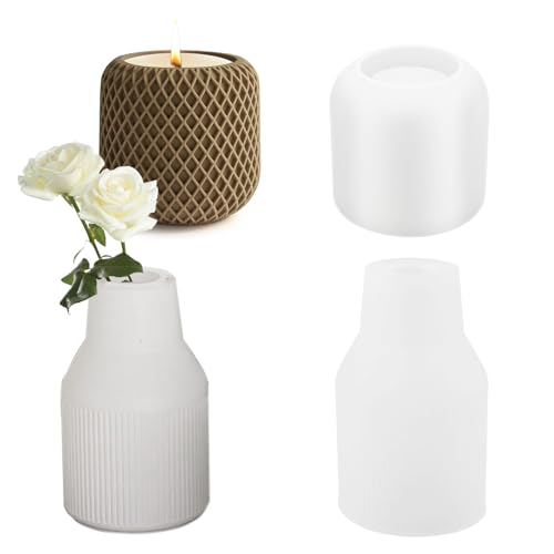 2 Stück Silikonformen Gießformen Kerzen, 3D Silikonform Vase, Gießformen für Beton, DIY Vases Epoxidharz Formen, Gips zum Gießen von hautllaif