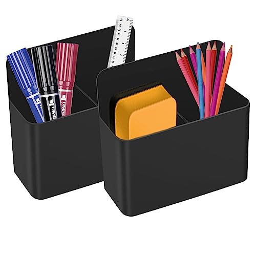 Magnetischer Stiftehalter für Whiteboard, Magnet Trocken Abwischbarer Marker-Halter, Stift-Organizer für Büro, Kühlschrank, Spind Organizer und Metallschränke (Schwarz, 2 Stück) von hautllaif