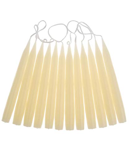 hdg Baumkerzen 12er Pack handgefertigte Kerzen aus Dänemark Ø 1,3 cm / 12 cm, Kerzen Farbe: Creme weiß von hdg