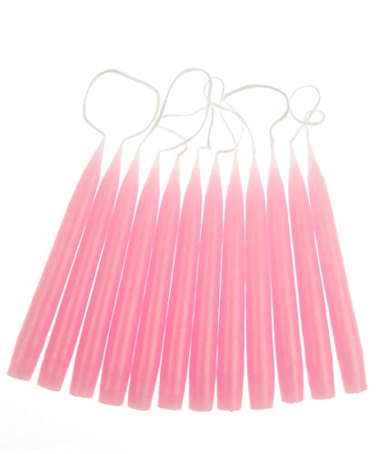 hdg Baumkerzen 12er Pack handgefertigte Kerzen aus Dänemark Ø 1,3 cm / 12 cm, Kerzen Farbe: Pastel rosa von hdg