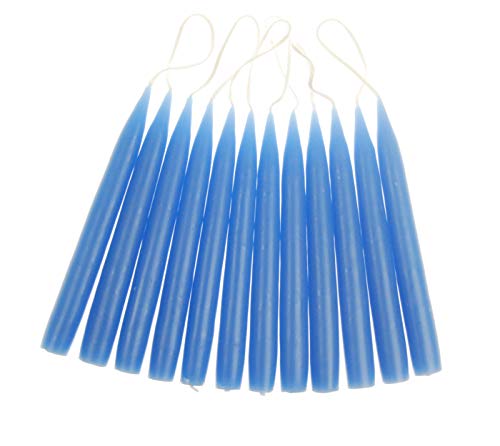 hdg Baumkerzen 12er Pack handgefertigte Kerzen aus Dänemark Ø 1,3 cm / 12 cm, Kerzen Farbe:Mittelblau von hdg