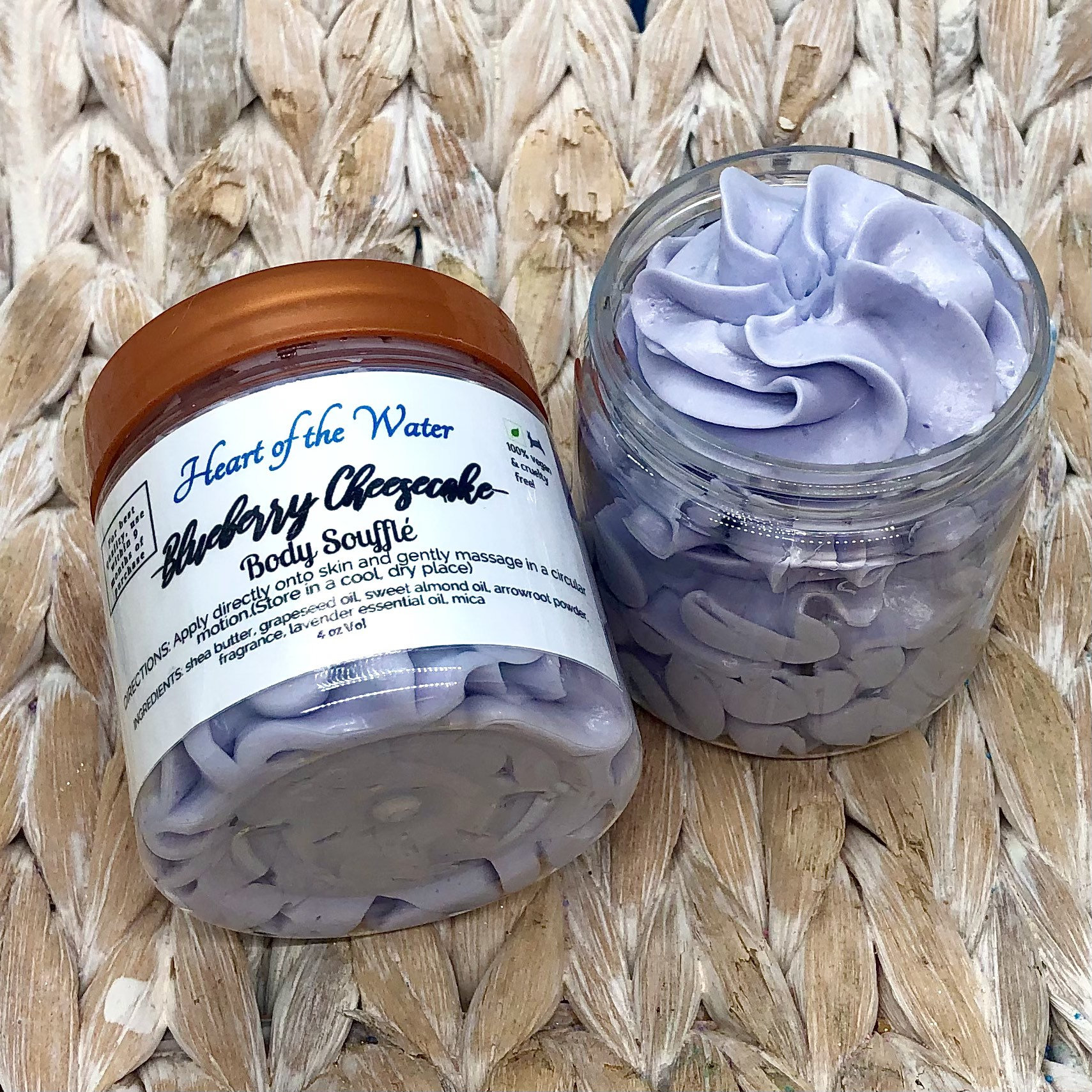 Blaubeer-Käsekuchen Geschlagene Sheabutter Körperbutter - Vegane Blaubeer-Lotion Feuchtigkeitscreme Körpercreme Hautpflege von heartofthewater