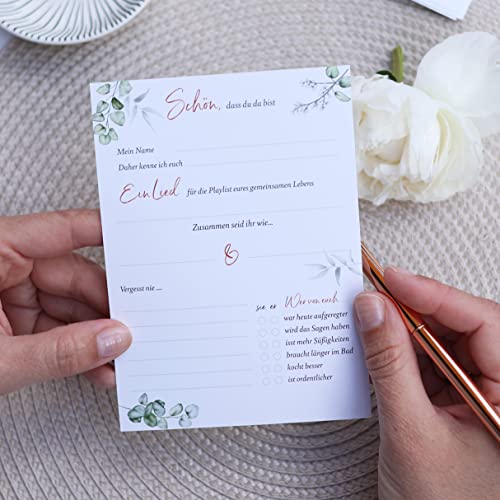 A6 Gästekarten (50 Stück) & Gästebuch Karten zum Ausfüllen für die Hochzeit im Eukalyptus Design Gästebuch Alternative von heaven+paper