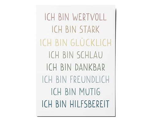 heeaven Affirmationsposter A4 | Poster Affirmationen für Kinder | positive Glaubenssätze | Poster Ermutigungen | Geschenk für Kinder von heeaven