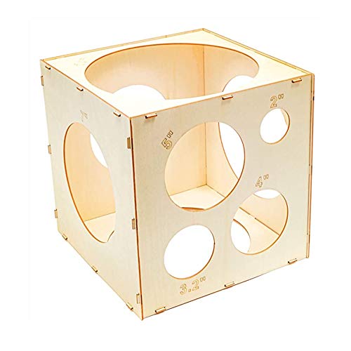 Fbaby 9 Löcher, montierbare hölzerne Ballongrößenbox, Würfel DIY Ballon Sizer Cube Box Werkzeug Ballon Messbox für Party Geburtstag Hochzeit Dekorationen von hefei