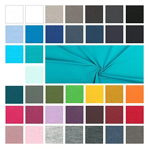 Baumwolljersey Meterware - Jerseystoff - Jersey Uni - Jerseystretch - 38 Farben - Öko-Tex 100 Kl. 1 (Babytauglich) - *** 50 cm x 148 cm ***, Farbe: 024 aqua von hegehof