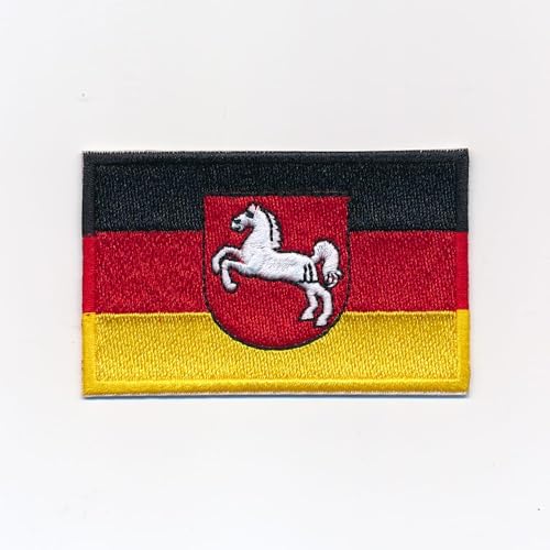 30 x 20 mm Niedersachsen Flagge Hannover Aufnäher Aufbügler Patch 5252 Mini von hegibaer