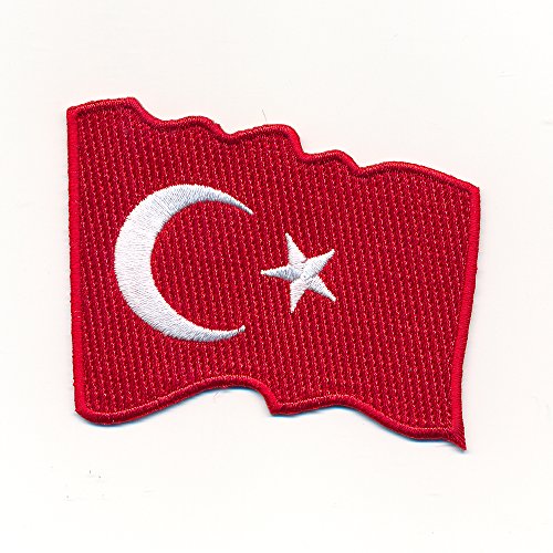 60 x 40 mm Wehende Türkei Flagge Türkiye Ankara Patch Aufnäher Aufbügler 1083 B von hegibaer