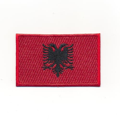 80 x 50 mm Albanien Tirana Flagge Flag Europa Patches Aufnäher Aufbügler 1197 X von hegibaer