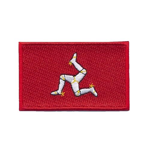 80 x 50 mm Isle of Man Flagge Douglas Flag Patch Aufnäher Aufbügler 0928 X von hegibaer