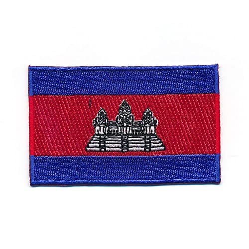 80 x 50 mm Kambodscha Khmer Mekong Phnom Penh Flagge Patch Aufnäher Aufbügler 0005 X von hegibaer