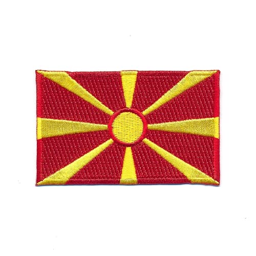 80 x 50 mm Republik Nordmazedonien Flagge Europa Patch Aufnäher Aufbügler 1199 X von hegibaer