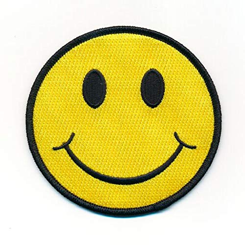 Gelbes Lachgesicht Emoticon Emoji 45 mm Face Patch Aufnäher Aufbügler 1113 A von hegibaer