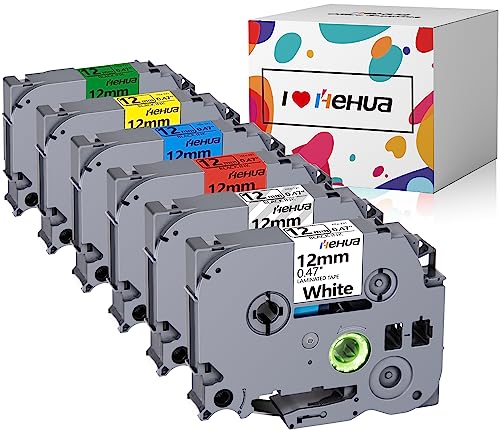 6x Hehua Kompatible für tze-231 Brother 12mm 0.47 Schriftband für Ptouch Bänder 12mm TZe231 TZe131 TZe431 TZe531 TZe631 TZe731 Laminated Tape für Brother P-touch H105 H107B D400 H100r PT-1010 von hehua