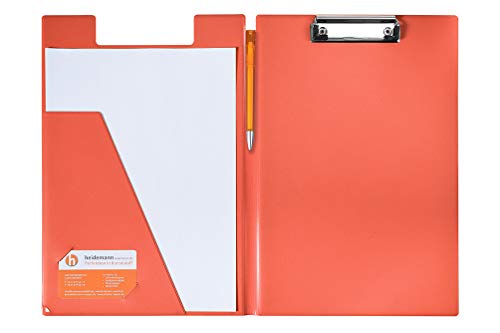 Heidemann Aufklappbare Klemmbrettmappe DIN A4 Plus, 11100000 (Orange) von heidemann GmbH & Co. KG Perfektion in Kunststoff