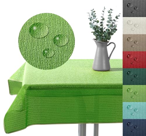 Outdoor Tischdecke Gartentischdecke wasserfest wetterbeständig rutschfest waschbar Outdoortischdecke Weichschaum Garten Balkon Camping Party Tischdeko Typ883 hellgrün 130x220 cm eckig von heimtexland