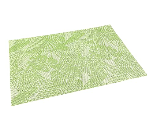 heimtexland ® Outdoor Platzdeckchen 4 Stück Platzset Tropical Garten Tischdeko abwaschbar wetterfest Tischset 4-teilig Typ792 Grün von heimtexland