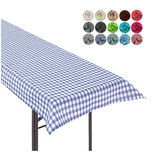 heimtexland ® Tischdecke Bierzeltgarnitur Biertischdecke Garten Tischdeko Landhaus Typ861 Vichy Karo Blau 90x240 cm von heimtexland