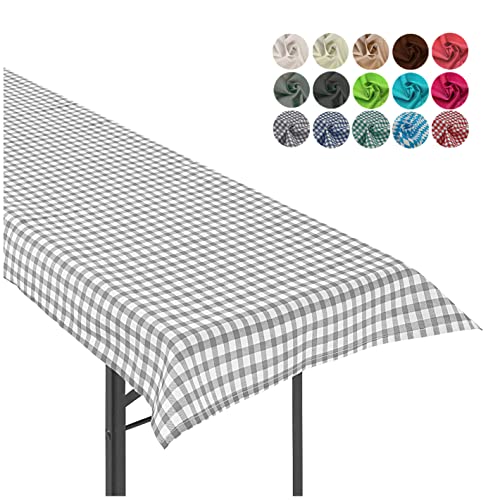 heimtexland ® Tischdecke Bierzeltgarnitur Biertischdecke Garten Tischdeko Landhaus Typ861 Vichy Karo Grau 90x240 cm von heimtexland