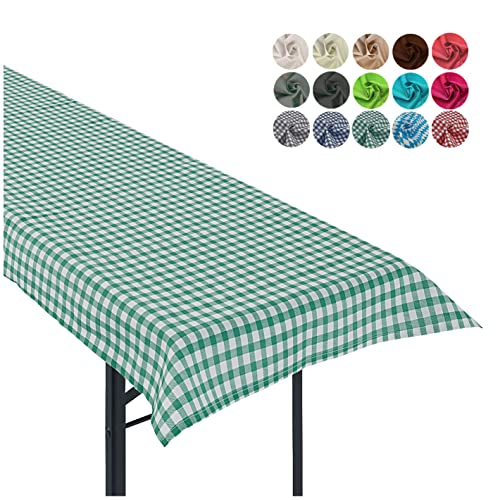 heimtexland ® Tischdecke Bierzeltgarnitur Biertischdecke Garten Tischdeko Landhaus Typ861 Vichy Karo Grün 90x240 cm von heimtexland