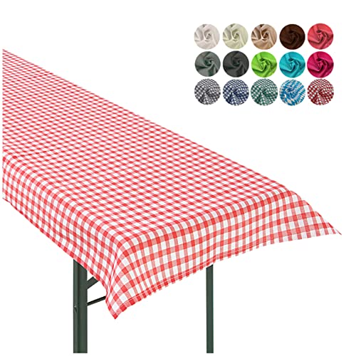 heimtexland ® Tischdecke Bierzeltgarnitur Biertischdecke Garten Tischdeko Landhaus Typ861 Vichy Karo Rot 90x240 cm von heimtexland