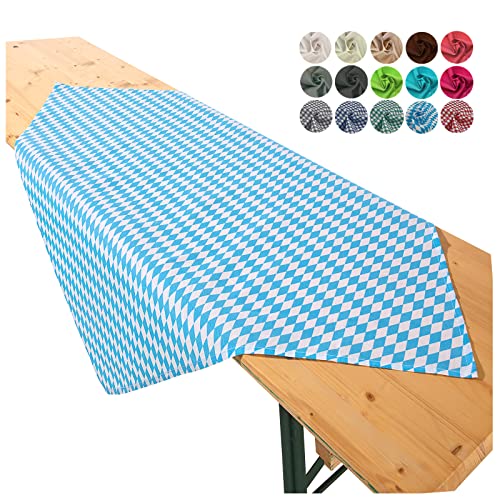 heimtexland ® Tischdecke Bierzeltgarnitur Biertischdecke Garten Tischdeko Oktoberfest Mitteldecke Typ861 Bayrisch Raute 90x90 cm von heimtexland