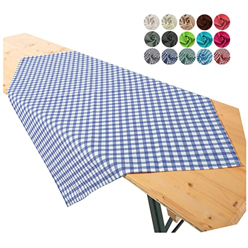 heimtexland ® Tischdecke Mitteldecke Biertisch Garten Tischdeko Landhaus Typ861 Vichy Karo Blau 90x90 cm von heimtexland