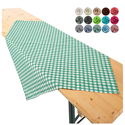 heimtexland ® Tischdecke Mitteldecke Biertisch Garten Tischdeko Landhaus Polycotton Typ861 Vichy Karo Grün 90x90 cm von heimtexland