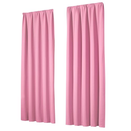 heimtexland Vorhang Blickdicht Thermovorhang Verdunklungsvorhänge 2er Set Kräuselband Deko Gardine isolierend Kälteschutz Sonnenschutz Ökotex Fensterdeko Typ139 Rosa HxB 175x135 cm von heimtexland