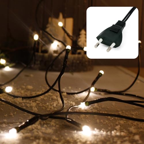 hellum Lichterkette 10 LED, 1,35m Länge, Lichterkette innen, klassisch warmweiß, <59lm, Lichterkette grün mit Stecker, Weihnachtsbaum Lichterkette 579123 von hellum