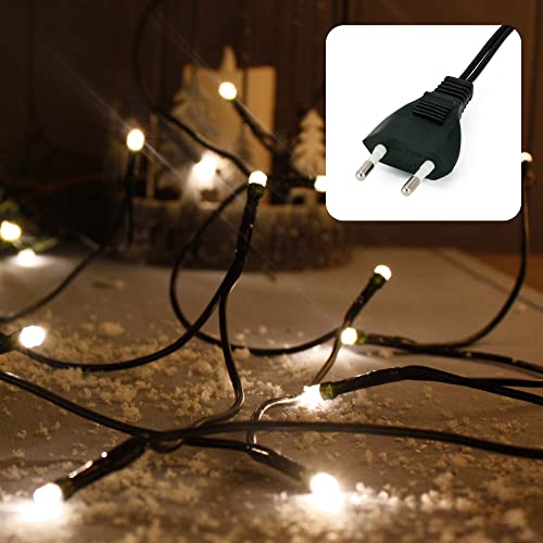 hellum Lichterkette 50 LED, 7,35m Länge, Lichterkette innen, klassisch warmweiß, <59lm, Lichterkette grün mit Stecker, Weihnachtsbaum Lichterkette 579130 von hellum