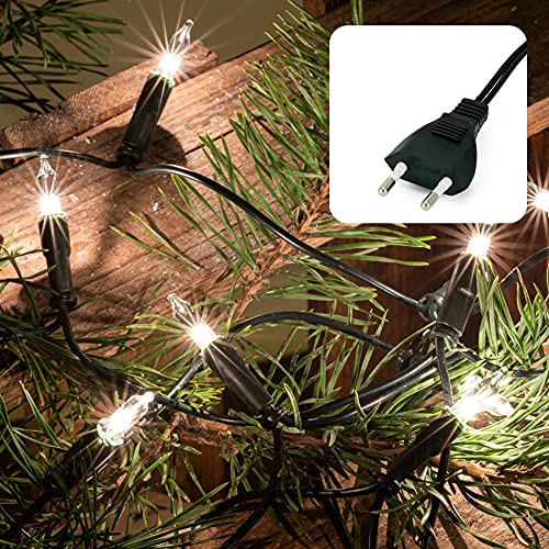 Hellum Lichterkette innen, Weihnachtslichter, 20 warme, helle Lampen, beleuchtete Länge 2,85m, Kabelfarbe grün, 832013 von hellum