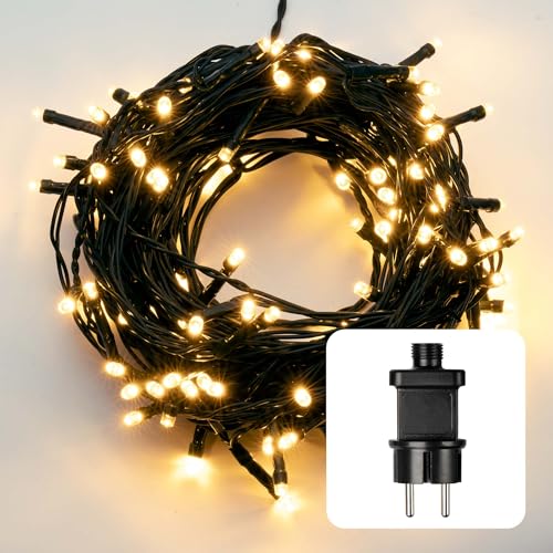 hellum Lichterkette 120 LED warmweiß Außen Outdoor 11,9 m Lichtlänge 10 m Zuleitung Trafo Deko Beleuchtung Garten Party <59 lm 561234 von hellum