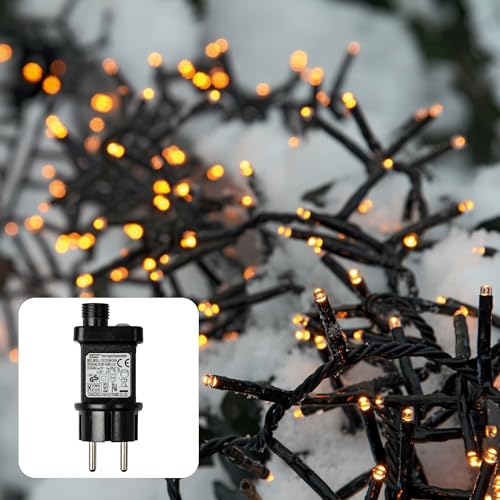 Hellum Lichterkette außen, warmweiß LED Lichterkette mit Strom, outdoor 7,66m beleuchtet, 384 LED außen, Außenlichterkette Cluster/Snake Design <59 lm, Kabel schwarz 151862 von hellum