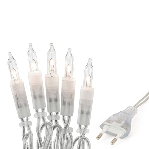 Hellum Lichterkette innen strombetrieben, mini Lichterkette 10er Ersatzbirnen klare warme Lichter, beleuchtete 1,35m Kabel transparent, 10 lichter mit Stecker für Weihnachten <59 Lumen 150537 von hellum