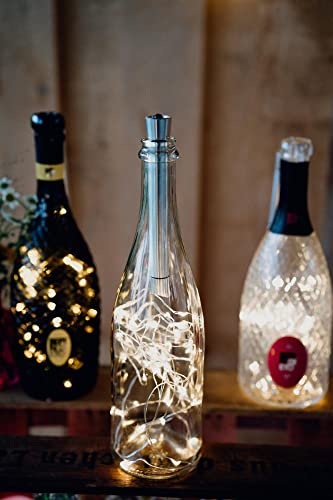 hellum Flaschenlicht, 2er Flaschen Lichterkette mit Timer AA Batteriebetrieben 40 LED 4M Flaschen-Lichterkette Warmweiß für Flaschen Personalisiert Tisch Deko Dekorier-Flasche Hochzeit 150605 von hellum