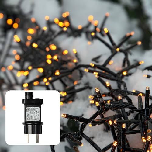 hellum LED Lichterkette außen Cluster, 5,74m 288 LED Cluster Lichterkette warmweiß mit Timer, Strombetrieben indoor & outdoor, Weihnachtsbaumbeleuchtung mit Kabel 576825 von hellum