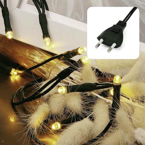 HELLUM Lichterkette 20 LED, 2,85m Länge, Lichterkette innen, klassisch warmweiß, <59lm, Lichterkette grün mit Stecker, Weihnachtsbaum Lichterkette 579321 von hellum