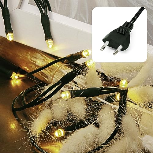 HELLUM Lichterkette 35 LED, 5,10m Länge, Lichterkette innen, klassisch warmweiß, <59lm, Lichterkette grün mit Stecker, Weihnachtsbaum Lichterkette 579338 von hellum