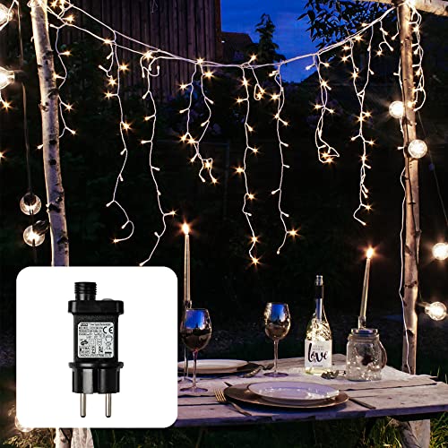 hellum Lichterkette Außen, LED Eislichtvorhang, Lichtervorhang 11,90x0,53m beleuchtet, 480 LED Lichterkette Außen Weihnachten mit weißem Kabel 5m Zuleitung, Weihnachtsbeleuchtung <59lm 577747 von hellum