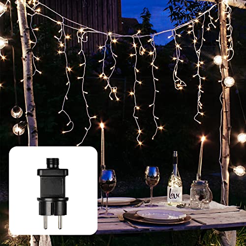 hellum Lichterkette Außen, LED Eislichtvorhang, Lichtervorhang 4x0,67m beleuchtet, 180 LED Lichterkette Außen Weihnachten mit weißem Kabel und 10m Zuleitung, Weihnachtsbeleuchtung Außen <59lm, 565171 von hellum