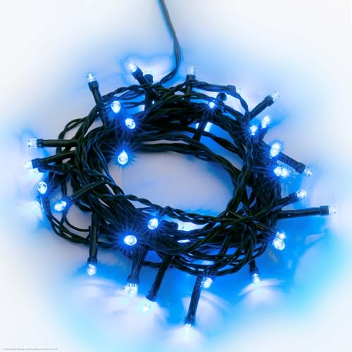 hellum Lichterkette außen, 80 LED Lichterkette outdoor strom 7,9m Lichterkette, LED Lichterkette mit Timer, Lichterketten blau mit Stecker Außenlichterkette <59 Lumen, Kabel grün 151930 von hellum