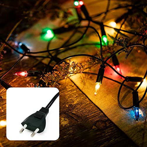 hellum Lichterkette innen, 230V strombetrieben Lichterkette mit Stecker, 10 bunte Lichter, beleuchtete Länge 1,35m, Kabel grün Wohnzimmer Wintergarten Dekoration Weihnachten <59 Lumen 831177 von hellum