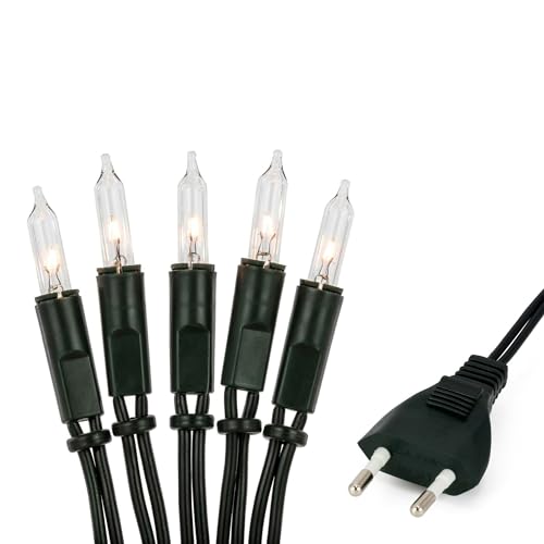 hellum Lichterkette innen 50 Lichter, Lichterkette innen mit Stecker, Lichterkette Steckdose, klare warme Lichter, 7,35m beleuchtete Länge <59 Lumen, Lichterkette innen grün 151824 von hellum