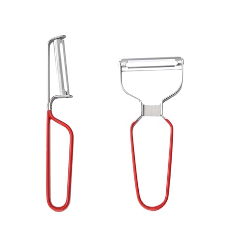 2 Stück Spargelschäler, Edelstahl Universal Peeler Set, Y & I-Förmiges Peeler mit Pendelklinge, für Kartoffeln Karotten Gemüse Obst (red) von hemeilibao