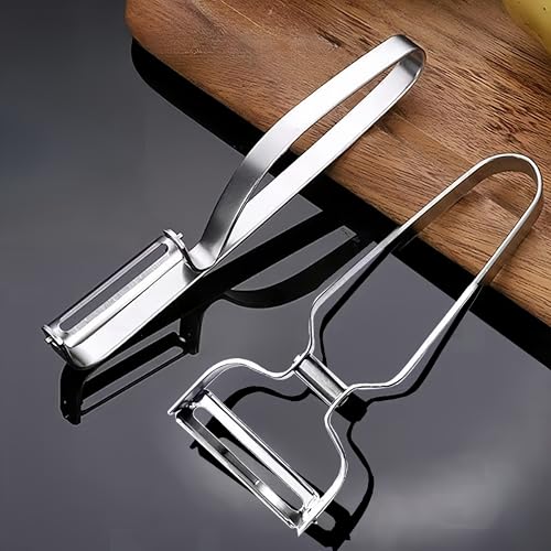 2 Stück Spargelschäler, Edelstahl Universal Peeler Set, Y & I-Förmiges Peeler mit Pendelklinge, für Kartoffeln Karotten Gemüse Obst (sliver) von hemeilibao